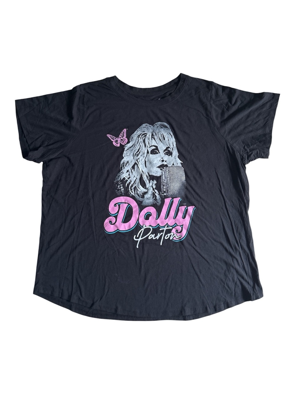 ⭐️ Dolly Parton Black Graphic Tee with Pink Logo- size 1X